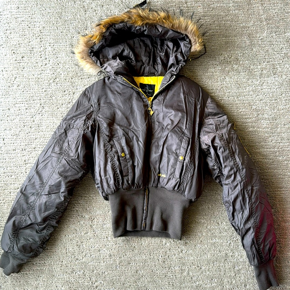 Baby Phat Rare Y2K Brown Cropped Puffer Jacket